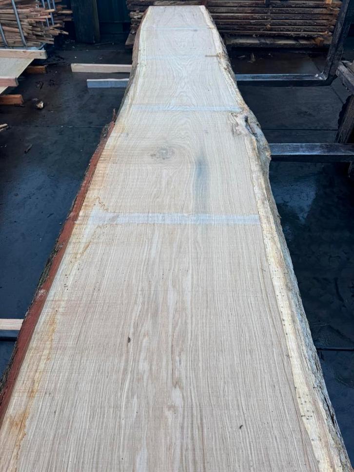 Zeer groot eiken boomstamblad 400x70x7cm, Tuin en Terras, Palen, Balken en Planken, Zo goed als nieuw, Planken, 250 cm of meer