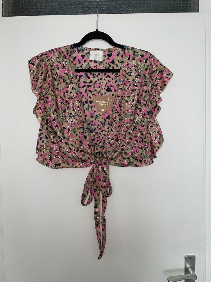 PURPLE QUEEN dames boho ibiza cropped knoop blouse top mt M., Kleding | Dames, Blouses en Tunieken, Zo goed als nieuw, Maat 38/40 (M)