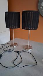Twee leuke tafellampen van metaal en stoffen kapjes., Ophalen of Verzenden, Zo goed als nieuw, Metaal, Minder dan 50 cm