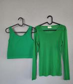 H&M + Kaffe glitter mesh longsleeve + crop top maat S/M, H&M, Verzenden, Nieuw, Lange mouw