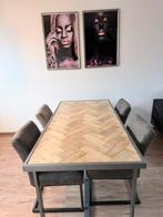 Complete eettafel set – tafel + 4 stoelen + 2 wanddecoraties, Huis en Inrichting, Ophalen, Zo goed als nieuw, 4 tot 6 stoelen