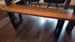 Steigerhouten bank met ijzeren frame, Ophalen, Gebruikt, Hout