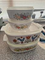 Vintage Corning Ware Pannenset (4 stuks), Ophalen, Gebruikt, Glas, Pannenset