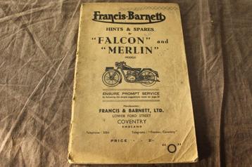 Francis Barnett Falcon Merlin hints and spares list beschikbaar voor biedingen