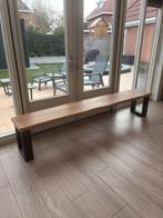 Eikenhouten bankje met antraciet metalen frame, Huis en Inrichting, Stoelen, Ophalen, Nieuw, Hout, Eén