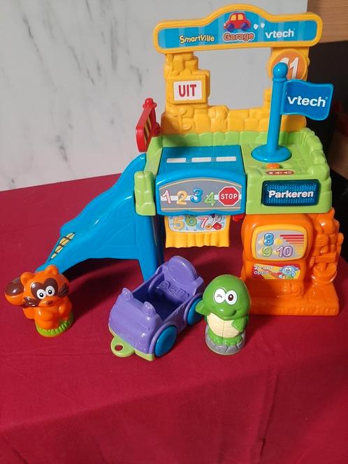 Vtech smartville garage met pomp en wasstraat auto dieren, Kinderen en Baby's, Speelgoed | Vtech, Gebruikt, Ophalen of Verzenden