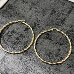 14k gouden oorbellen creolen wokkels versace, Ophalen of Verzenden, Zo goed als nieuw, Goud