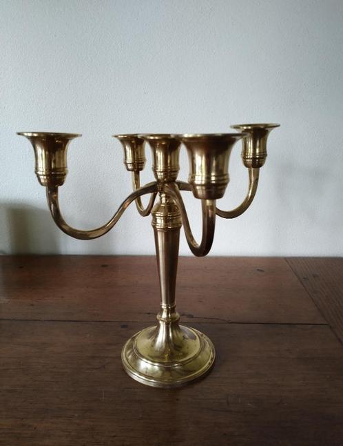 Koperen kandelaar met 5 armen, vintage, Antiek en Kunst, Curiosa en Brocante, Ophalen of Verzenden
