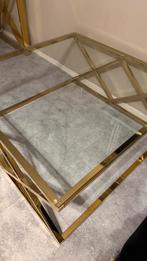 Glazen salontafel eric kuster style - goud - als nieuw, Ophalen, 50 tot 100 cm, Zo goed als nieuw, 150 tot 200 cm