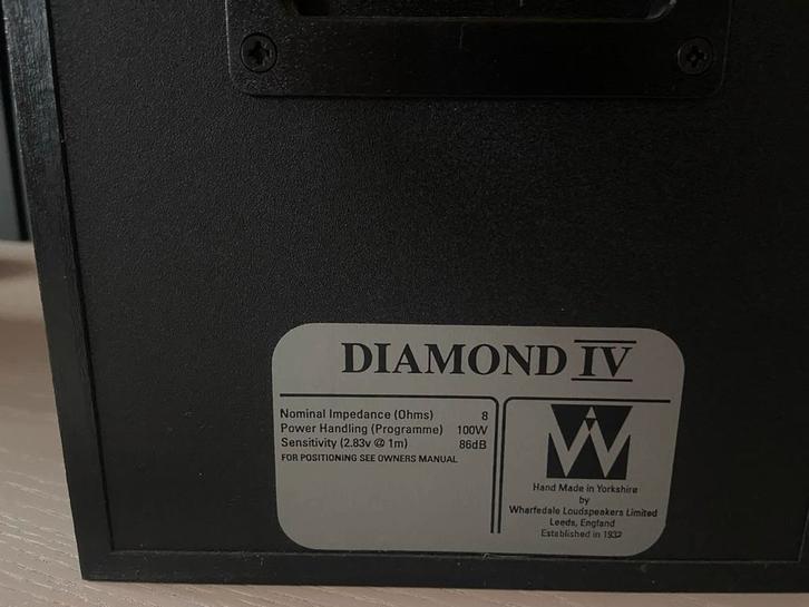 Wharfedale Diamond IV Luidsprekerset, Audio, Tv en Foto, Luidsprekers, Gebruikt, Front, Rear of Stereo speakers, 60 tot 120 watt