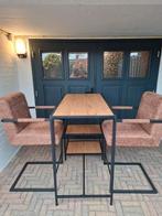 Bartafel met 2 Barkrukken., Huis en Inrichting, Barkrukken, 2 krukken, Ophalen, Zo goed als nieuw, 60 tot 90 cm