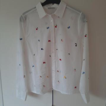 ANNA BLUE, blouse met geborduurde bloemetjes, KATOEN beschikbaar voor biedingen