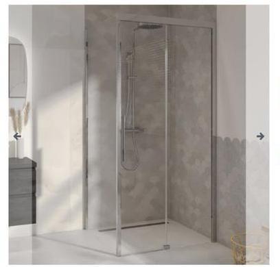 Nieuw in doos Douchewand Schuifdeur Rechts + zijwand 120/90, Doe-het-zelf en Verbouw, Sanitair, Nieuw, Douche, Chroom, Glas, Ophalen