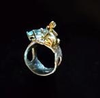 Unicaat sterling zilveren “de Kikkerkoning” sprookjesring, Verzenden, Zo goed als nieuw, 17 tot 18, Met edelsteen