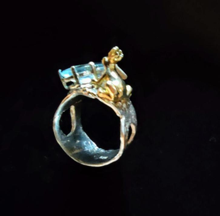 Unicaat sterling zilveren “de Kikkerkoning” sprookjesring, Sieraden, Tassen en Uiterlijk, Ringen, Zo goed als nieuw, Dame, 17 tot 18