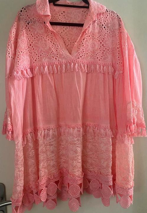Zomerse Ibiza Boho blouse/tuniek, Kleding | Dames, Blouses en Tunieken, Zo goed als nieuw, Maat 42/44 (L), Roze, Ophalen of Verzenden