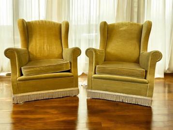 set van  2 vintage clubzetels / fauteuils / éénzitten beschikbaar voor biedingen
