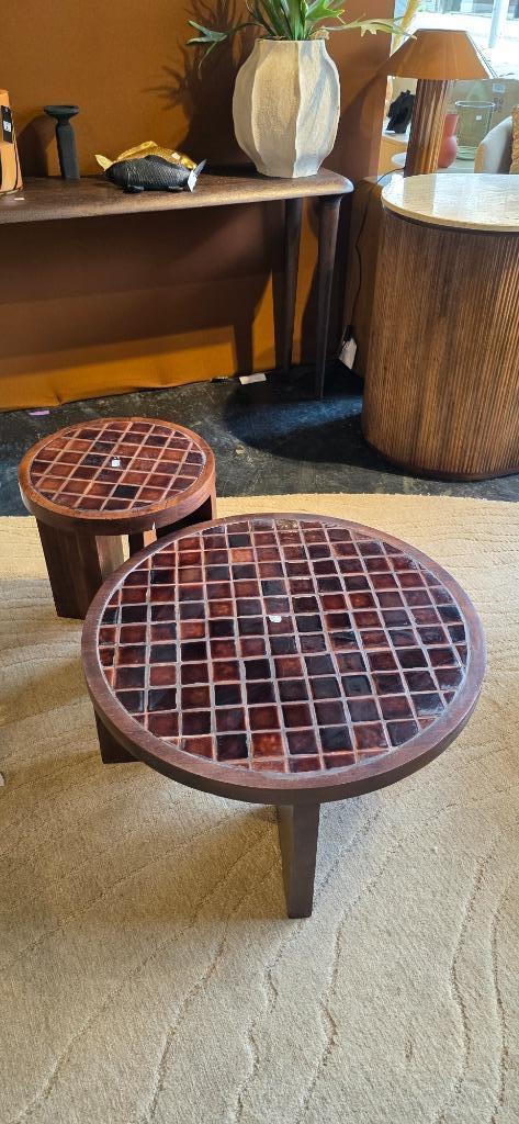 Ronde Salontafel & Bijzettafel Keramiek |  Showmodel, Huis en Inrichting, Tafels | Salontafels, Zo goed als nieuw, Minder dan 50 cm
