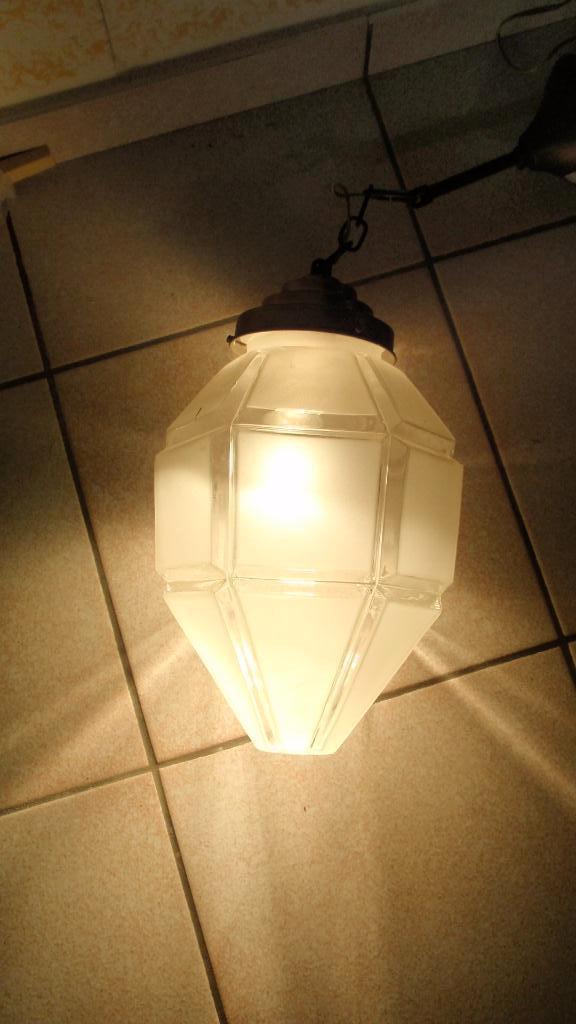 Art Deco hallamp gesatineerd glas, Antiek en Kunst, Ophalen of Verzenden