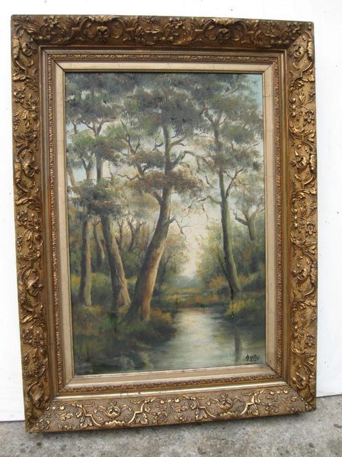 2x Landschap schilderij gesigneerd door H H Ros, Antiek en Kunst, Kunst | Schilderijen | Klassiek, Ophalen