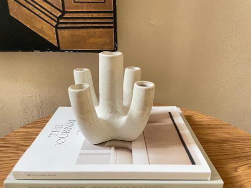 Keramieken Beige Koraal Rif Vaas Japandi Wabi Sabi Ikebana, Huis en Inrichting, Woonaccessoires | Vazen, Gebruikt, Overige kleuren