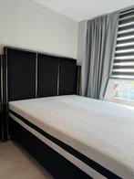 Boxspring met opbergruimte + hocker & nachtkastjes, Huis en Inrichting, Slaapkamer | Boxsprings, Ophalen, Gebruikt, Zwart, Tweepersoons