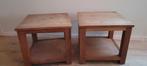 Teak houten tafeltjes., Huis en Inrichting, Tafels | Bijzettafels, Minder dan 55 cm, Gebruikt, Vierkant, Ophalen
