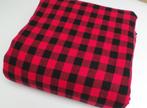 4491) 140x50cm Katoenen flanel ruitjes rood en zwart, Hobby en Vrije tijd, Stoffen en Lappen, 120 cm of meer, Nieuw, Ophalen of Verzenden
