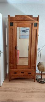 Antieke houten kledingkast met lade, Huis en Inrichting, Kasten | Kledingkasten, Ophalen, Gebruikt, 50 tot 75 cm, 150 tot 200 cm