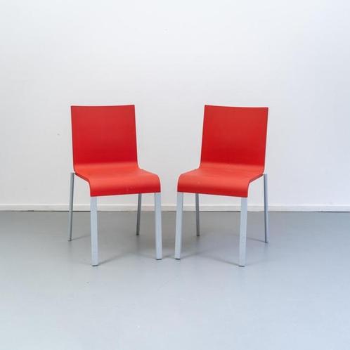 3 Vitra Maarten van Severen stoel Rood .03 stapelbaar, Huis en Inrichting, Stoelen, Gebruikt, Vijf, Zes of meer stoelen, Metaal