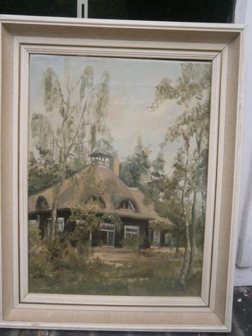 Mooi schilderijtje Olieverf Vakantie Huis de GINKEL Leersum beschikbaar voor biedingen