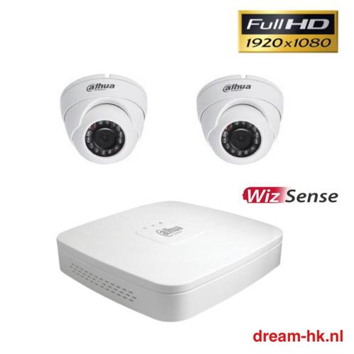 2MP Dahua beveiligingscamera set / 4CH DVR + 2x camera's, Audio, Tv en Foto, Videobewaking, Nieuw, Buitencamera, Ophalen of Verzenden