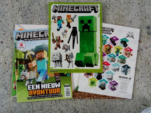 Mapje met Minecraft tijdschrift, gevechtskaarten en stickers, Boeken, Kinderboeken | Jeugd | 10 tot 12 jaar, Gelezen, Ophalen of Verzenden