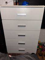 Witte ladekast met 5 lades (moet snel weg), Huis en Inrichting, Kasten | Ladekasten, Ophalen, Gebruikt, Overige materialen, 5 laden of meer