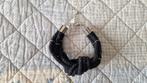 Zwarte touw armband met zilveren details, Ophalen of Verzenden, Zo goed als nieuw, Zwart, Overige materialen