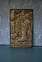 Retro Wandplaat Badende Vrouw Messing, Verzenden