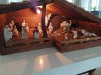 Uniek kerststalletje – handgemaakt + complete vintage 19-del, Diversen, Ophalen of Verzenden, Gebruikt