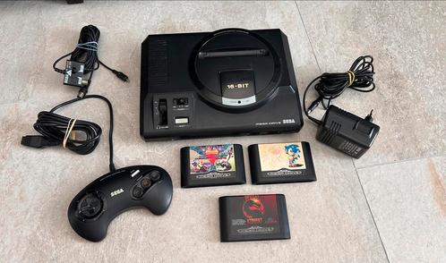 Sega megadrive met spellen, Spelcomputers en Games, Spelcomputers | Sega, Gebruikt, Mega Drive, Met 1 controller, Met games, Ophalen of Verzenden