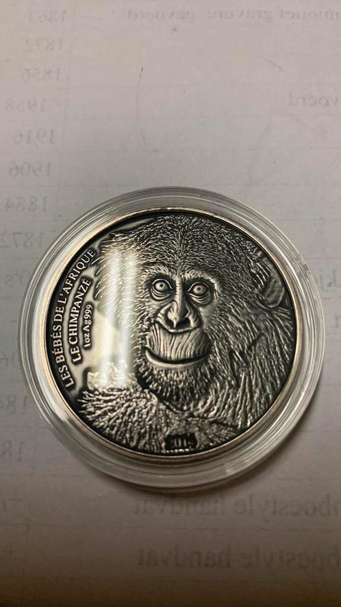 1 ivoorkutst 1000 francs 2014 chimpansee, Postzegels en Munten, Edelmetalen en Baren, Zilver, Verzenden
