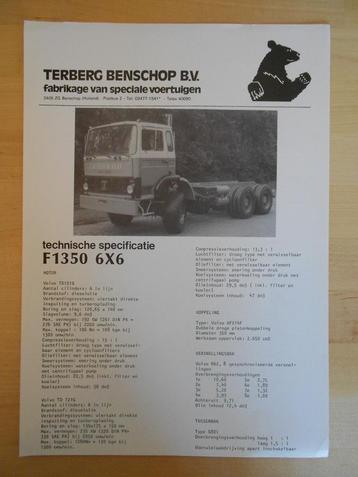 Terberg F1350 6x6 Technische Specificatie folder ca 1982 beschikbaar voor biedingen