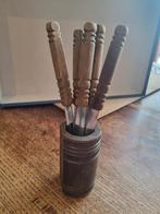 Vintage kaasmesjes met houten houder, Ophalen of Verzenden