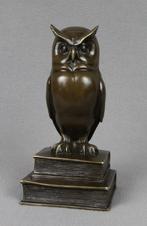 Bronzen beeld Wijze Uil op Boeken Cadeau Studie Wijsheid, Antiek en Kunst, Verzenden