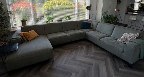 Zeer ruime olijfgroene hoekbank (rookvrij!), Huis en Inrichting, Banken | Complete zithoeken, Gebruikt, Stof, Ophalen