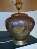 Koperen tafellamp met waterlelies, Antiek en Kunst, Antiek | Lampen, Ophalen of Verzenden