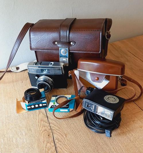 Agfa Silette Record camera met tas flits en filter, Audio, Tv en Foto, Fotocamera's Analoog, Zo goed als nieuw, Compact, Overige Merken