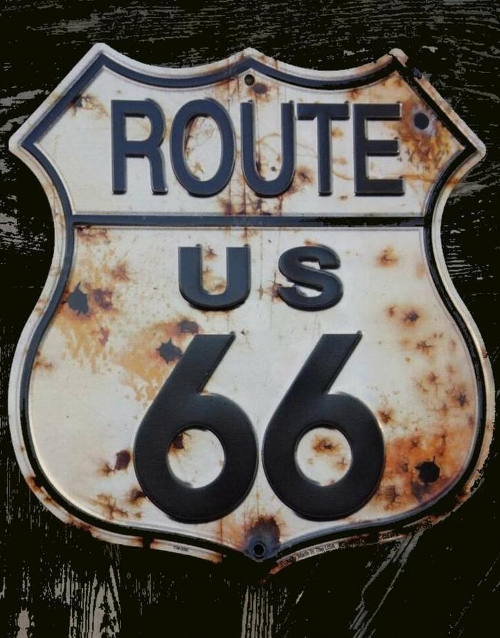 Route 66 Metalen Plaat (Bord Muur Decor Amerika USA Retro), Huis en Inrichting, Woonaccessoires | Wanddecoraties, Nieuw, Verzenden