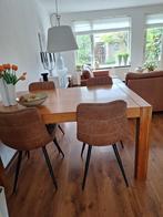 4 eetkamerstoelen, Huis en Inrichting, Stoelen, Ophalen, Gebruikt, Bruin, Leer