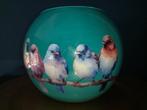 Bolvaasje met vrolijke vogeltjes, Huis en Inrichting, Woonaccessoires | Vazen, Gebruikt, Blauw, Ophalen of Verzenden, Glas