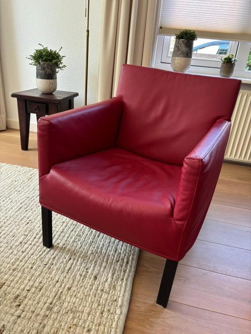 Label fauteuil Coppola, Huis en Inrichting, Fauteuils, Gebruikt, Hout, Leer, 50 tot 75 cm, Minder dan 75 cm, Ophalen