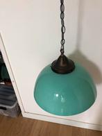 Jaren zeventig hanglamp melkglas turquoise, Huis en Inrichting, Lampen | Hanglampen, Ophalen, Zo goed als nieuw, Glas, 50 tot 75 cm